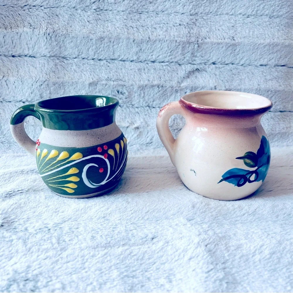 Hand painted Mexican pottery mugs